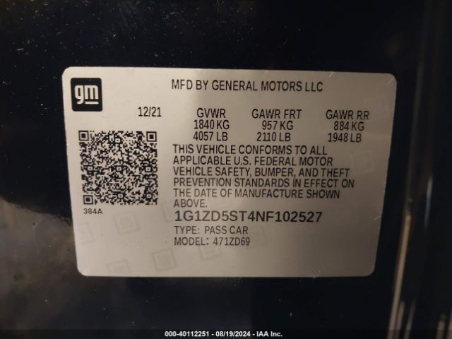 Photo 8 VIN: 1G1ZD5ST4NF102527 - CHEVROLET MALIBU 