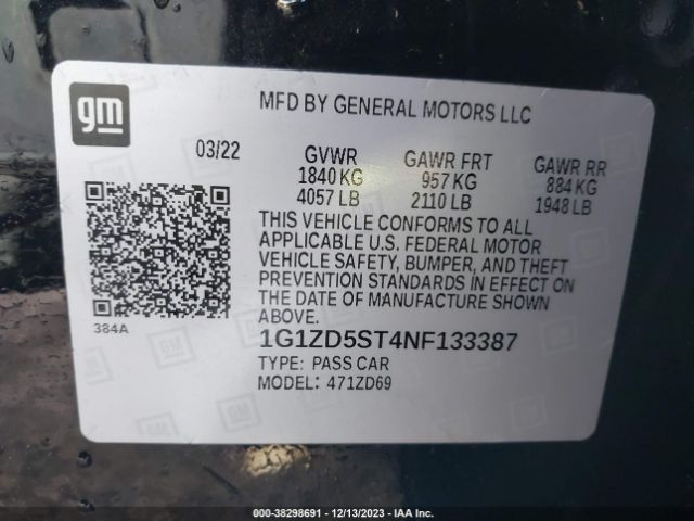 Photo 8 VIN: 1G1ZD5ST4NF133387 - CHEVROLET MALIBU 