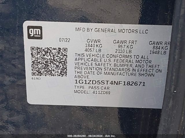 Photo 8 VIN: 1G1ZD5ST4NF182671 - CHEVROLET MALIBU 