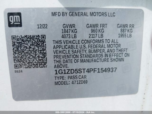 Photo 8 VIN: 1G1ZD5ST4PF154937 - CHEVROLET MALIBU 