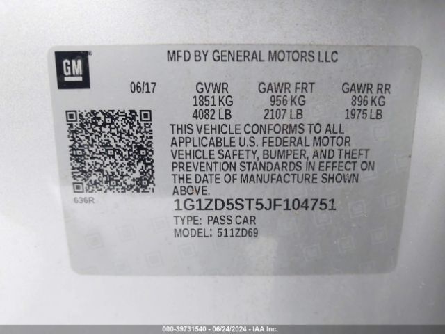 Photo 8 VIN: 1G1ZD5ST5JF104751 - CHEVROLET MALIBU 