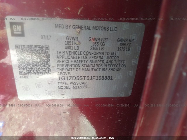 Photo 8 VIN: 1G1ZD5ST5JF108881 - CHEVROLET MALIBU 