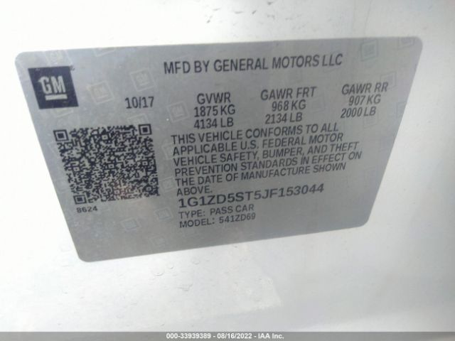 Photo 8 VIN: 1G1ZD5ST5JF153044 - CHEVROLET MALIBU 