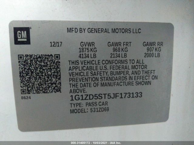 Photo 8 VIN: 1G1ZD5ST5JF173133 - CHEVROLET MALIBU 