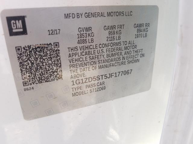 Photo 9 VIN: 1G1ZD5ST5JF177067 - CHEVROLET MALIBU LT 