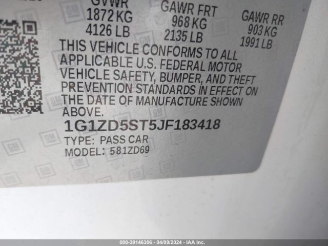 Photo 8 VIN: 1G1ZD5ST5JF183418 - CHEVROLET MALIBU 