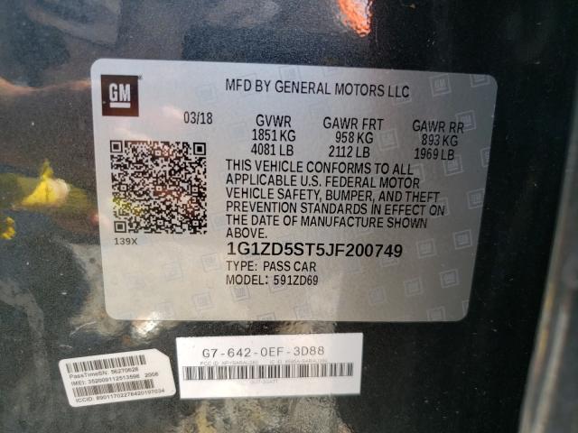 Photo 9 VIN: 1G1ZD5ST5JF200749 - CHEVROLET MALIBU LT 