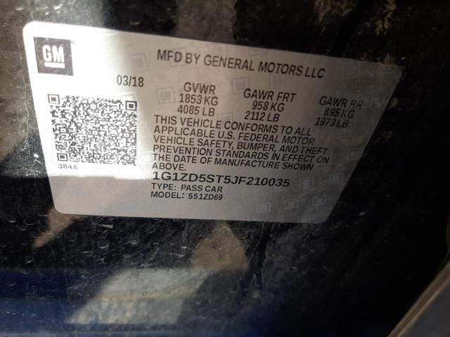 Photo 9 VIN: 1G1ZD5ST5JF210035 - CHEVROLET MALIBU LT 