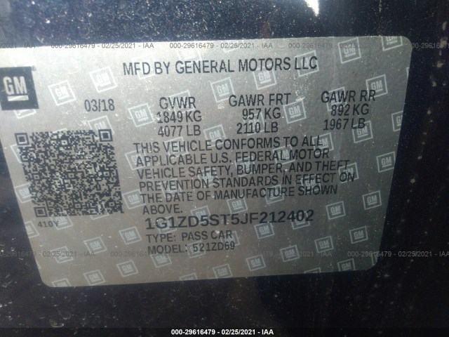 Photo 8 VIN: 1G1ZD5ST5JF212402 - CHEVROLET MALIBU 