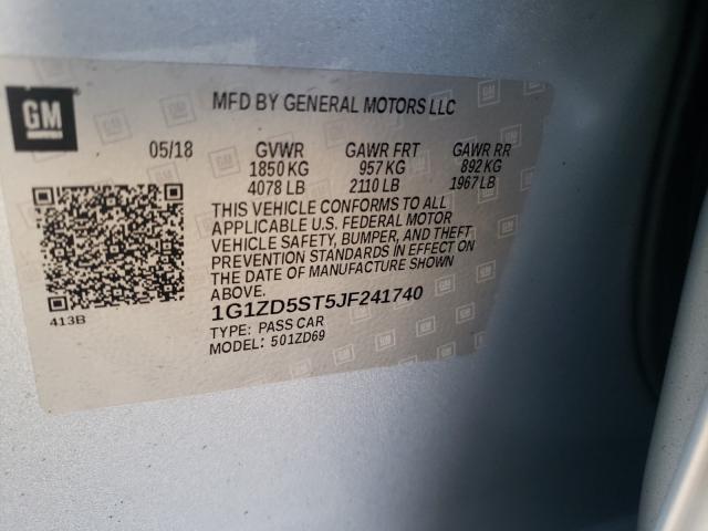 Photo 9 VIN: 1G1ZD5ST5JF241740 - CHEVROLET MALIBU LT 