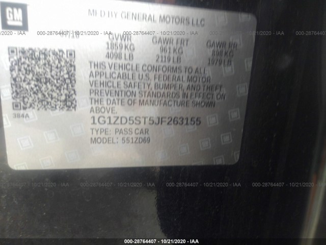 Photo 8 VIN: 1G1ZD5ST5JF263155 - CHEVROLET MALIBU 