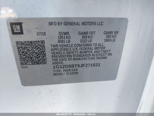 Photo 8 VIN: 1G1ZD5ST5JF271031 - CHEVROLET MALIBU 