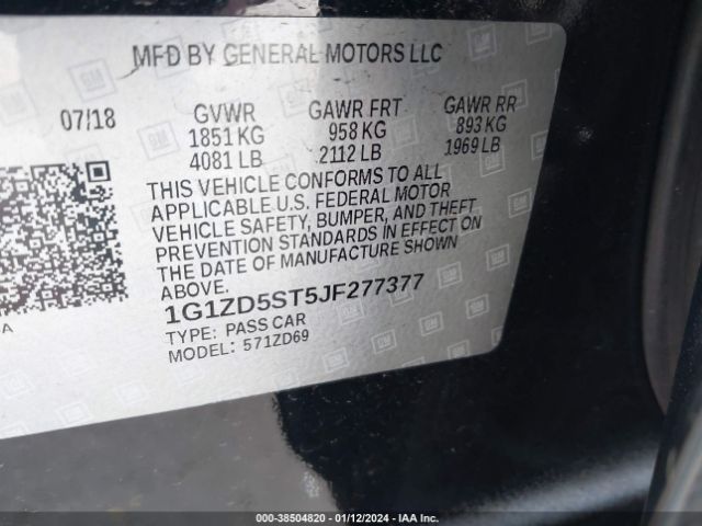 Photo 8 VIN: 1G1ZD5ST5JF277377 - CHEVROLET MALIBU 