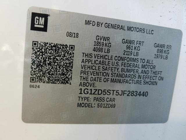 Photo 9 VIN: 1G1ZD5ST5JF283440 - CHEVROLET MALIBU LT 