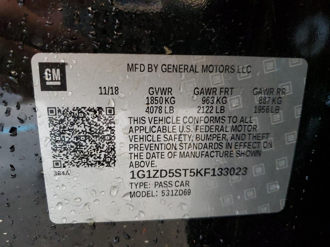 Photo 11 VIN: 1G1ZD5ST5KF133023 - CHEVROLET MALIBU 