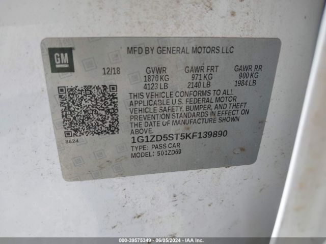 Photo 8 VIN: 1G1ZD5ST5KF139890 - CHEVROLET MALIBU 