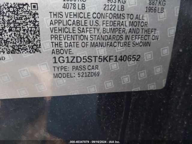 Photo 8 VIN: 1G1ZD5ST5KF140652 - CHEVROLET MALIBU 