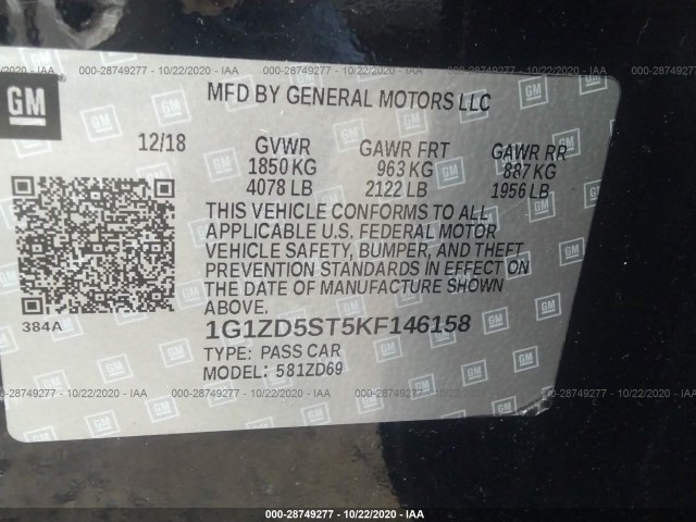 Photo 8 VIN: 1G1ZD5ST5KF146158 - CHEVROLET MALIBU 