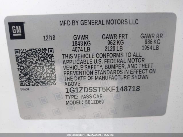 Photo 8 VIN: 1G1ZD5ST5KF148718 - CHEVROLET MALIBU 