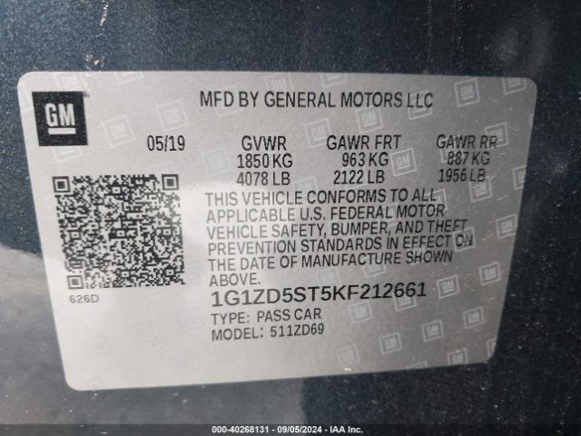 Photo 8 VIN: 1G1ZD5ST5KF212661 - CHEVROLET MALIBU 