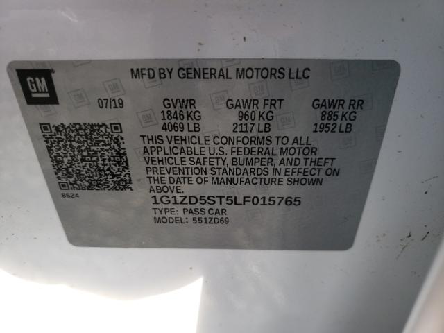 Photo 9 VIN: 1G1ZD5ST5LF015765 - CHEVROLET MALIBU LT 