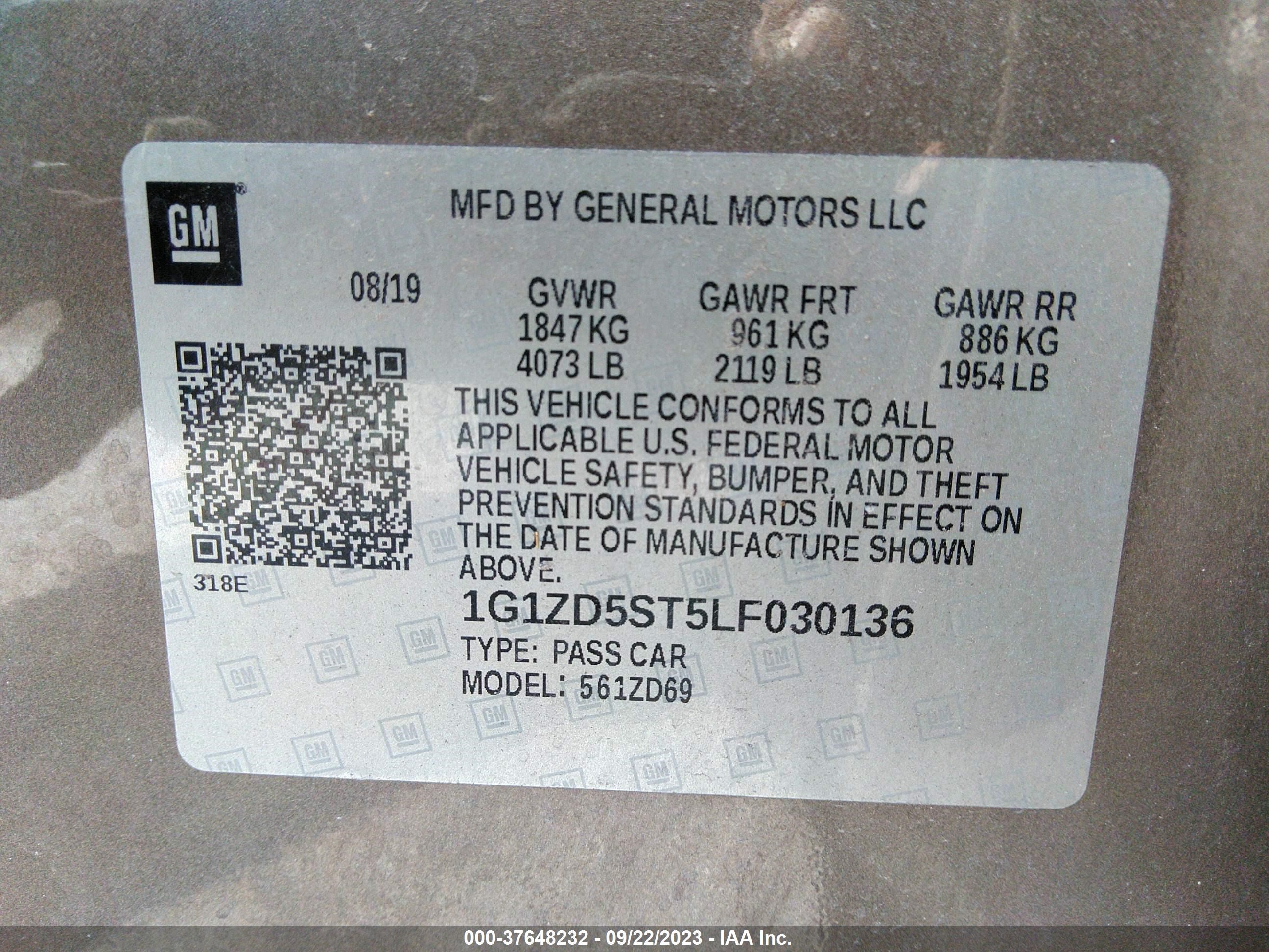 Photo 8 VIN: 1G1ZD5ST5LF030136 - CHEVROLET MALIBU 