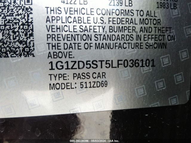 Photo 8 VIN: 1G1ZD5ST5LF036101 - CHEVROLET MALIBU 