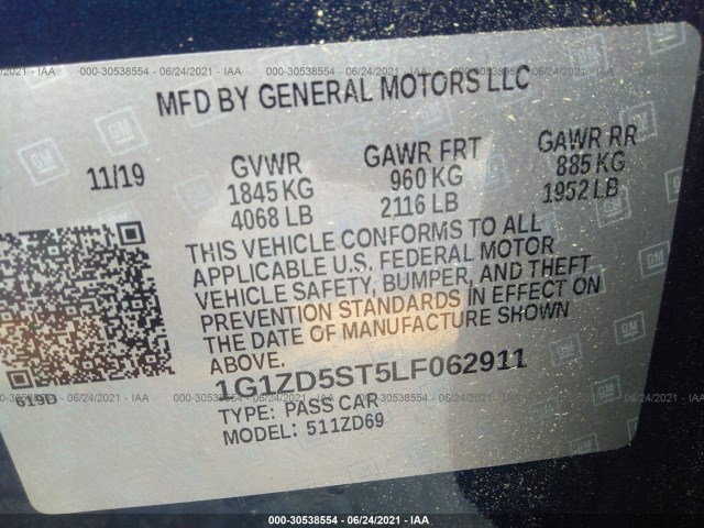 Photo 8 VIN: 1G1ZD5ST5LF062911 - CHEVROLET MALIBU 