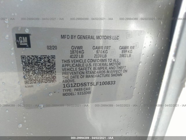 Photo 8 VIN: 1G1ZD5ST5LF100833 - CHEVROLET MALIBU 