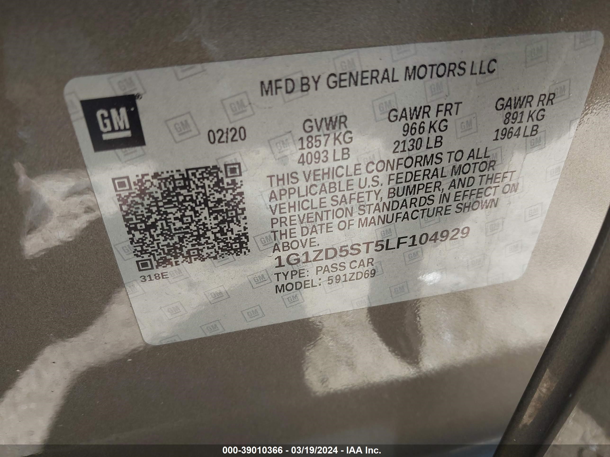 Photo 8 VIN: 1G1ZD5ST5LF104929 - CHEVROLET MALIBU 