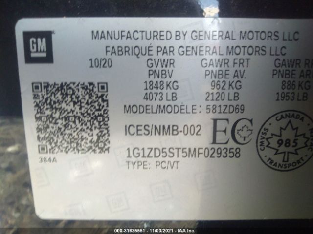 Photo 8 VIN: 1G1ZD5ST5MF029358 - CHEVROLET MALIBU 