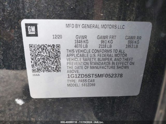 Photo 8 VIN: 1G1ZD5ST5MF052378 - CHEVROLET MALIBU 