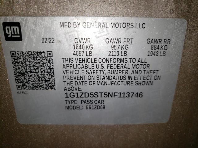 Photo 11 VIN: 1G1ZD5ST5NF113746 - CHEVROLET MALIBU LT 