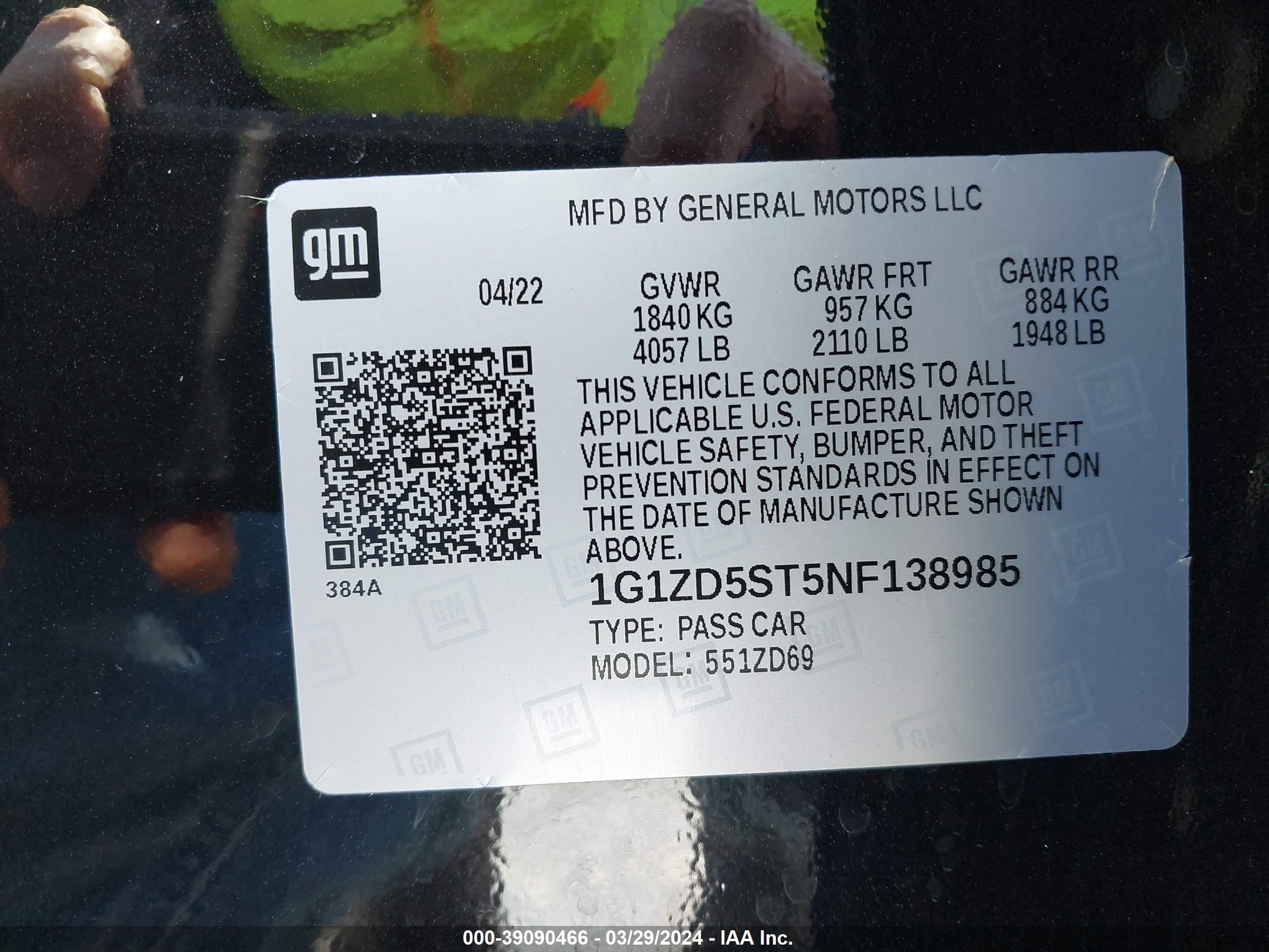 Photo 8 VIN: 1G1ZD5ST5NF138985 - CHEVROLET MALIBU 