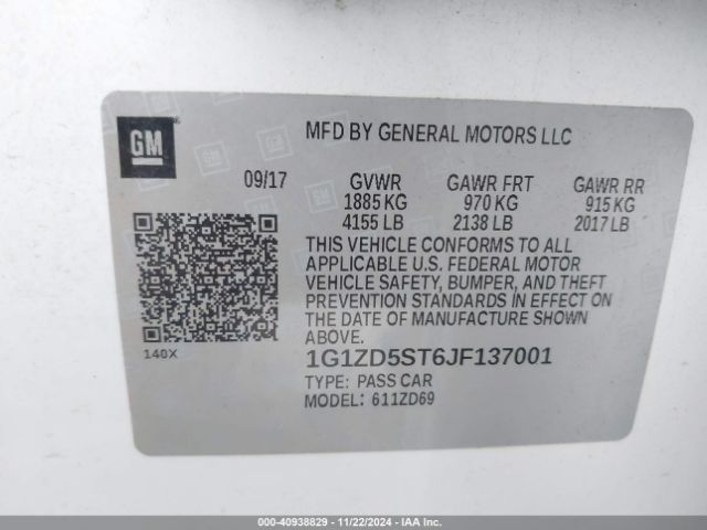 Photo 8 VIN: 1G1ZD5ST6JF137001 - CHEVROLET MALIBU 