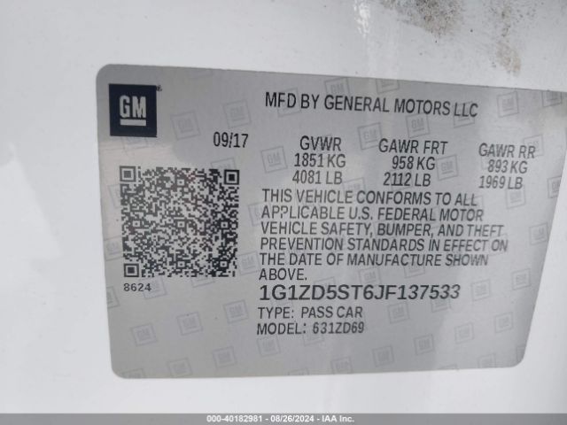 Photo 8 VIN: 1G1ZD5ST6JF137533 - CHEVROLET MALIBU 