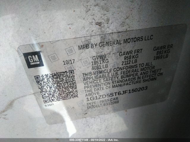 Photo 8 VIN: 1G1ZD5ST6JF150203 - CHEVROLET MALIBU 