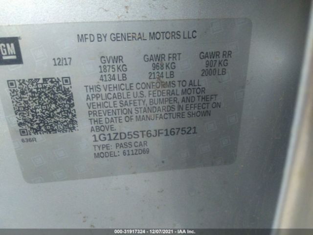 Photo 8 VIN: 1G1ZD5ST6JF167521 - CHEVROLET MALIBU 