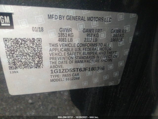 Photo 8 VIN: 1G1ZD5ST6JF180396 - CHEVROLET MALIBU 