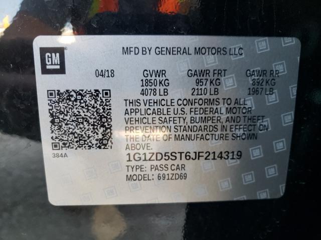 Photo 9 VIN: 1G1ZD5ST6JF214319 - CHEVROLET MALIBU LT 