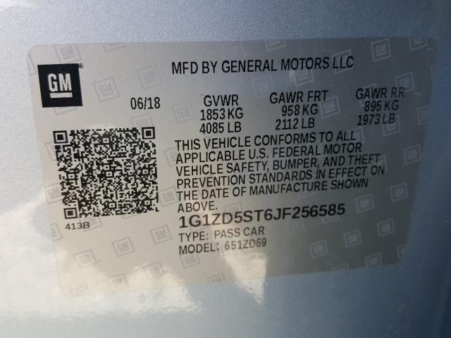 Photo 9 VIN: 1G1ZD5ST6JF256585 - CHEVROLET MALIBU LT 