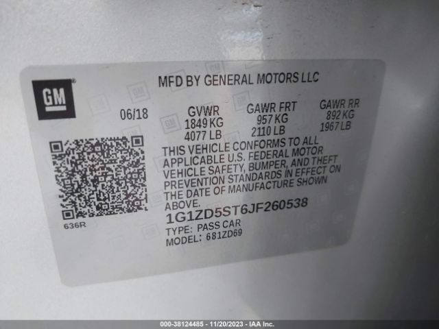 Photo 8 VIN: 1G1ZD5ST6JF260538 - CHEVROLET MALIBU 