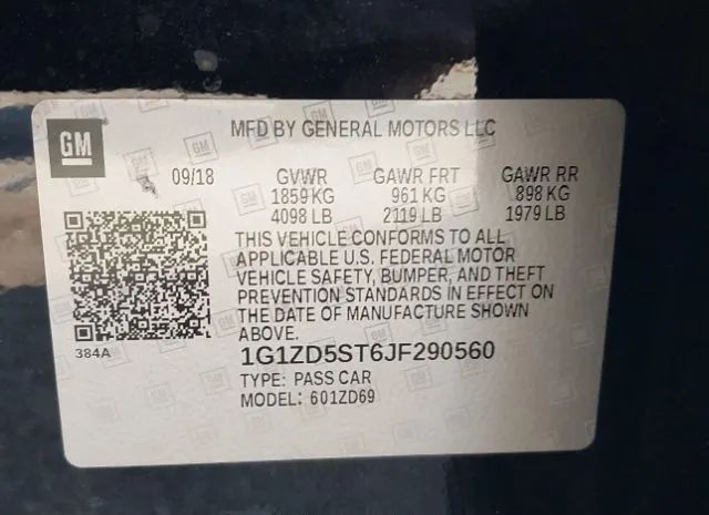 Photo 8 VIN: 1G1ZD5ST6JF290560 - CHEVROLET MALIBU 