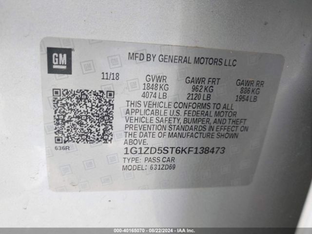 Photo 8 VIN: 1G1ZD5ST6KF138473 - CHEVROLET MALIBU 