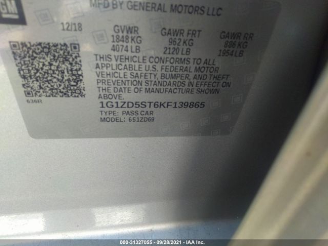 Photo 8 VIN: 1G1ZD5ST6KF139865 - CHEVROLET MALIBU 