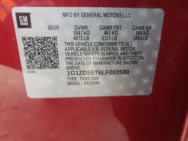 Photo 9 VIN: 1G1ZD5ST6LF003589 - CHEVROLET MALIBU LT 