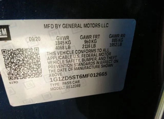 Photo 8 VIN: 1G1ZD5ST6MF012665 - CHEVROLET MALIBU 