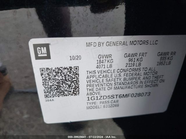 Photo 8 VIN: 1G1ZD5ST6MF028073 - CHEVROLET MALIBU 