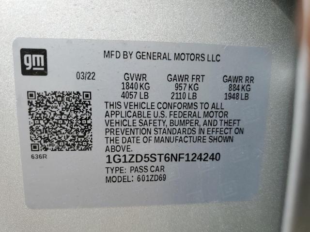 Photo 12 VIN: 1G1ZD5ST6NF124240 - CHEVROLET MALIBU LT 