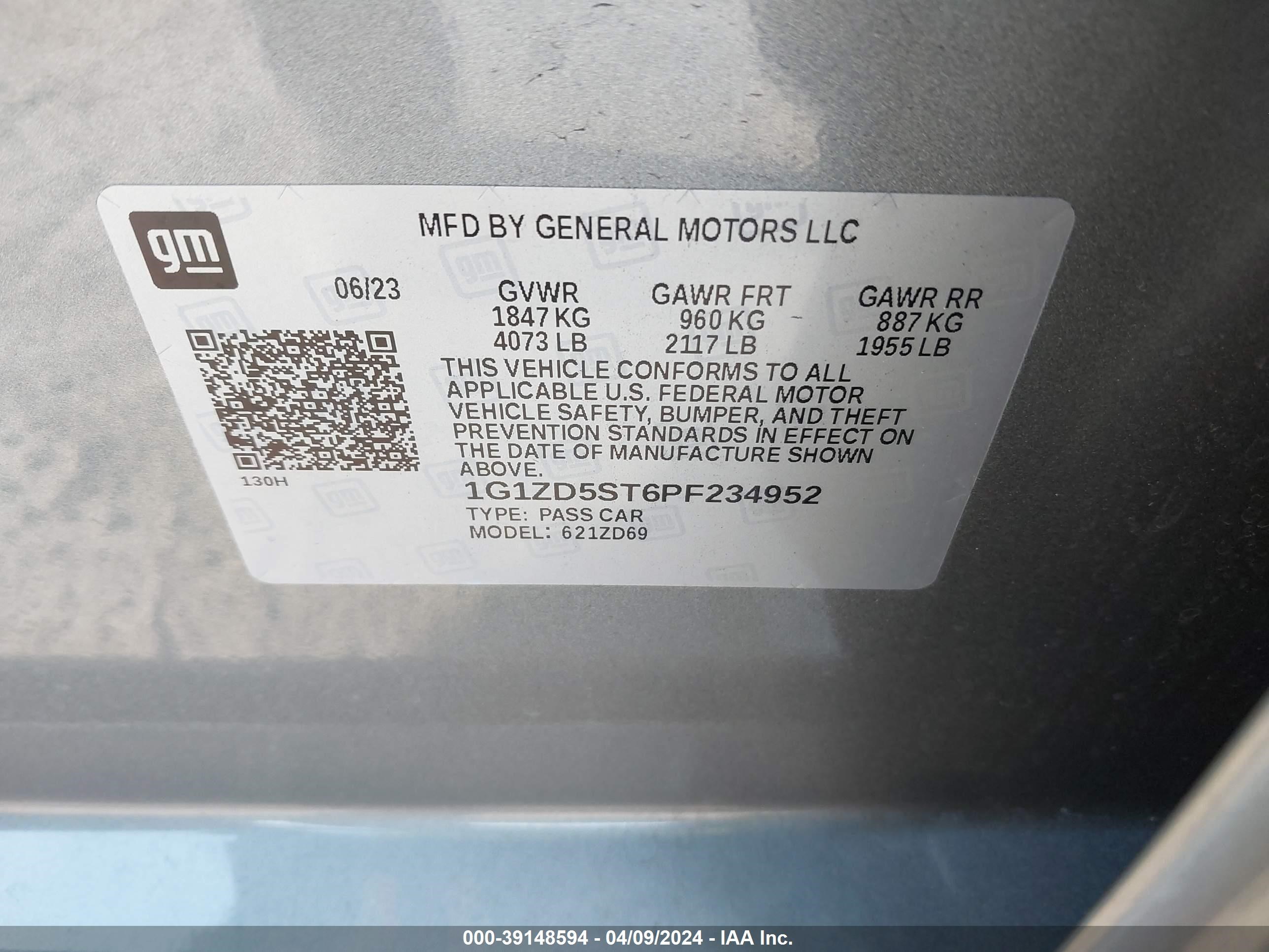 Photo 8 VIN: 1G1ZD5ST6PF234952 - CHEVROLET MALIBU 